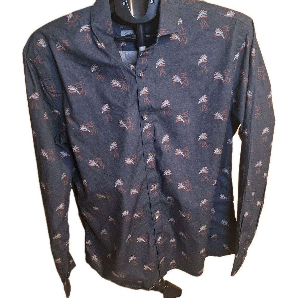 Stich Note Long Sleeve Men's Shirt. Size L. 100 % Egyptian Cotton